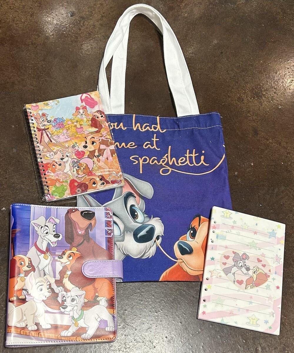 Lady & the Tramp A5 Binder w/ matching paper and tote bag.